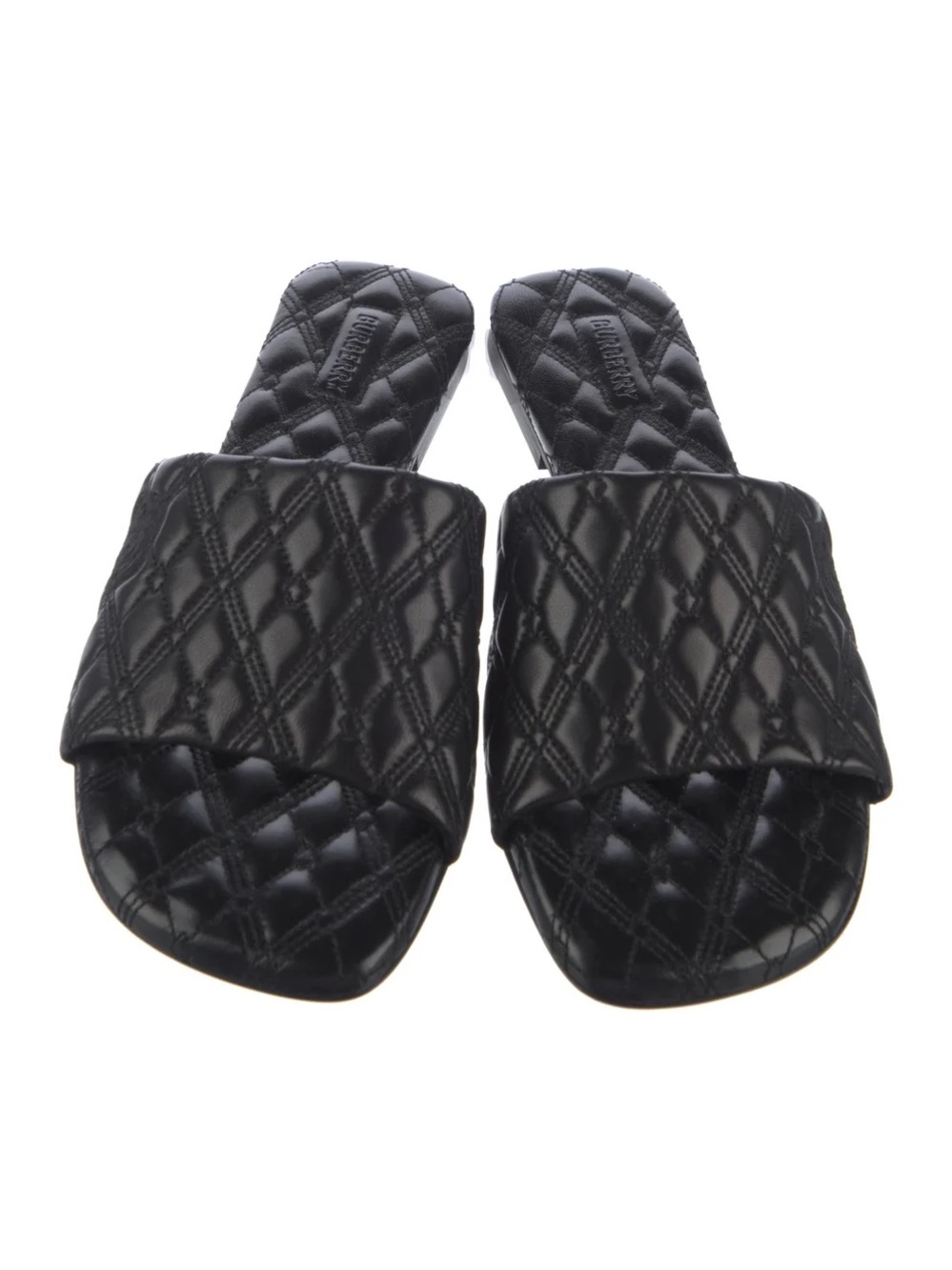 Burberry Leather Embroidered Accent Slides